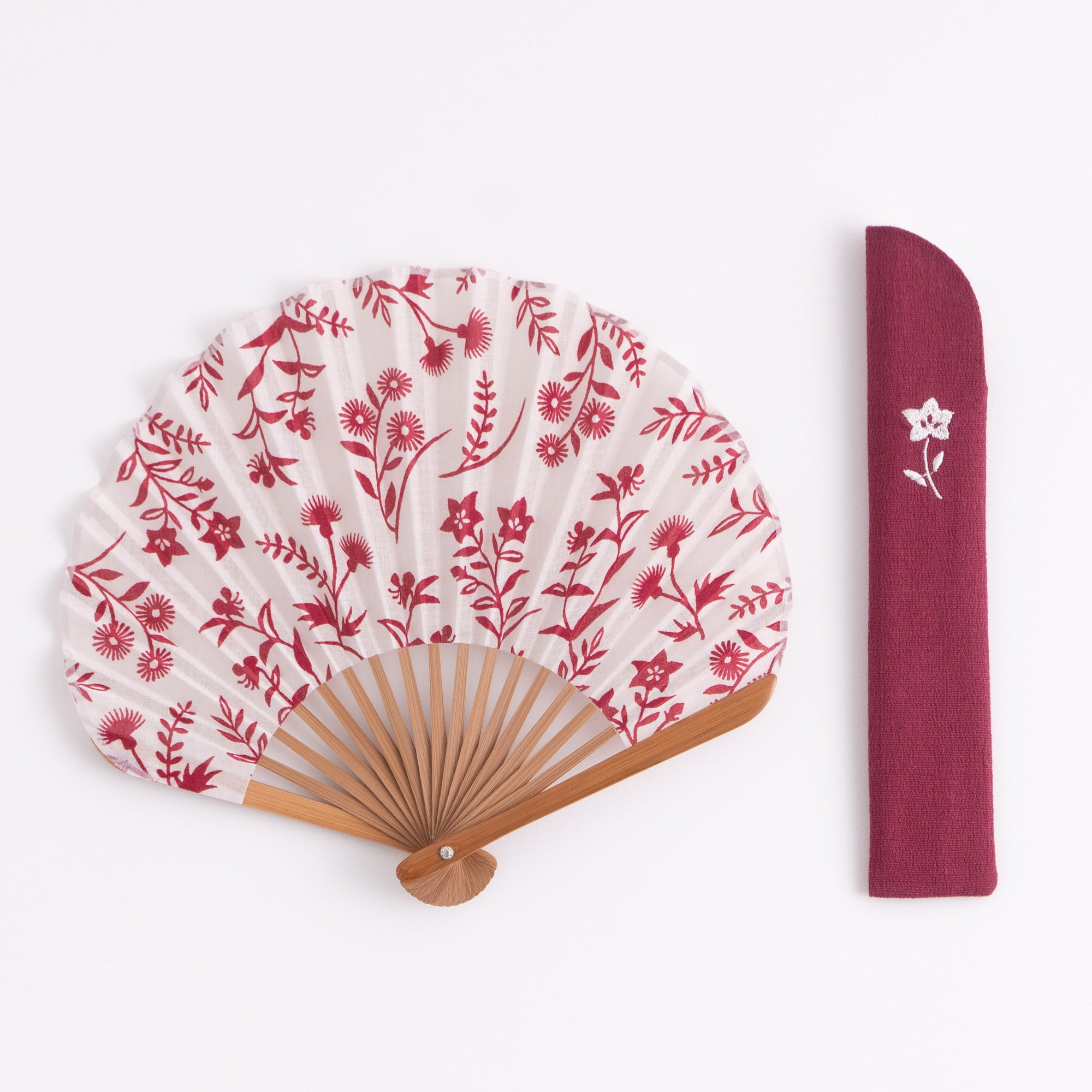 万月扇子セット 夏草更紗