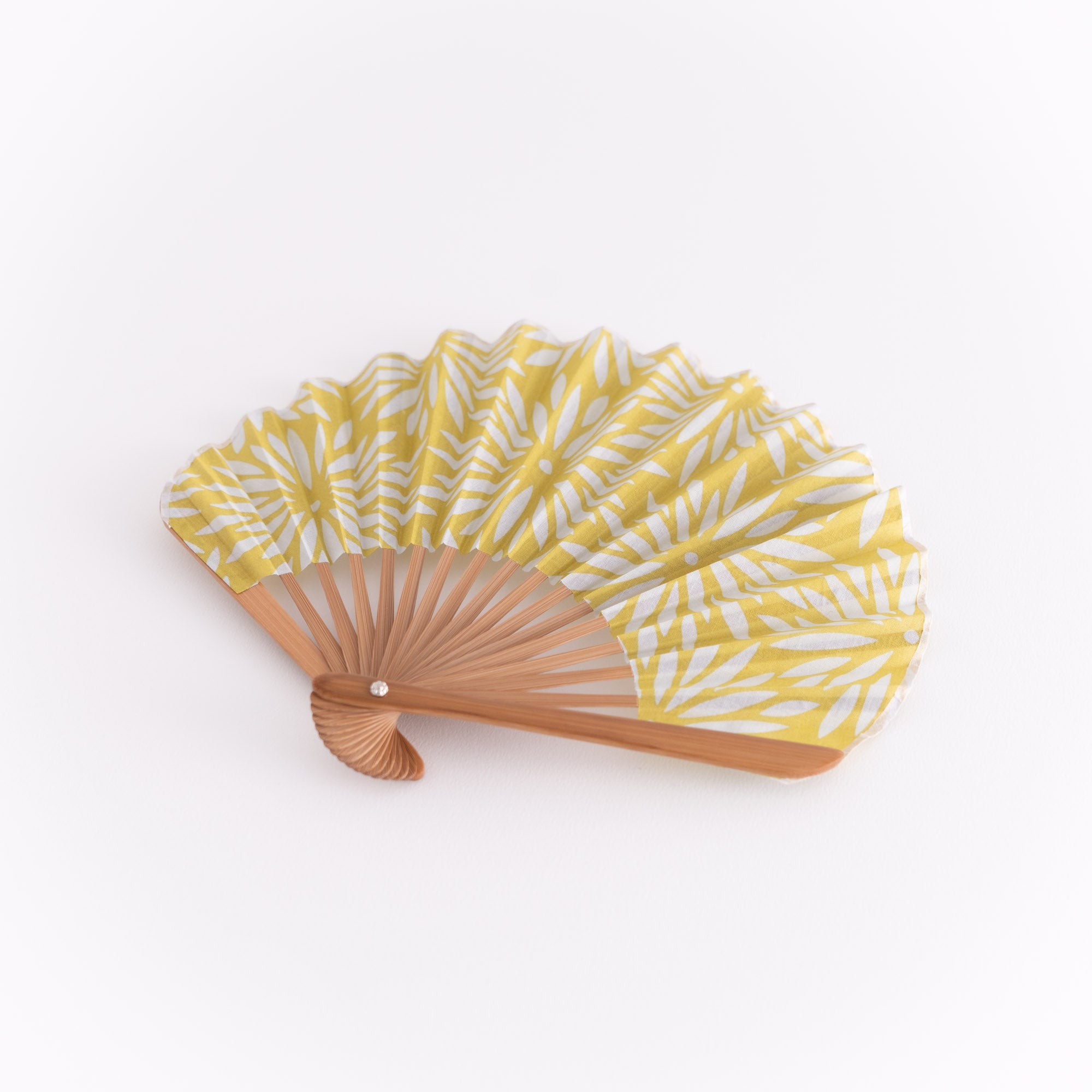 万月扇子セット 菊 ひわ色